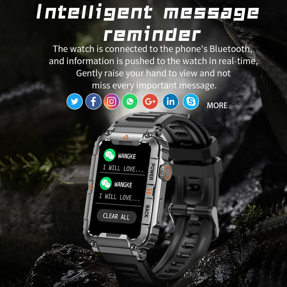 Men Smart Watch For Android IOS Fitness Watches Ip68 Waterproof Military Healthy Monitor AI Voice Bluetooth Call Smartwatch 2023