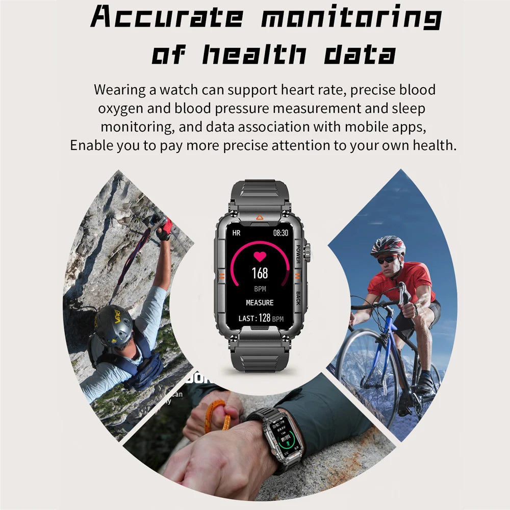 Men Smart Watch For Android IOS Fitness Watches Ip68 Waterproof Military Healthy Monitor AI Voice Bluetooth Call Smartwatch 2023